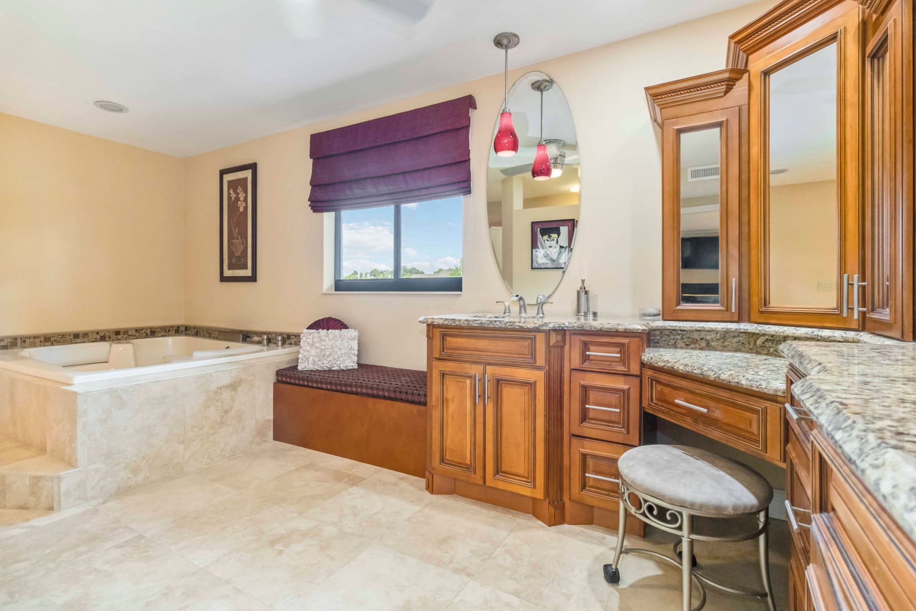 Second-floor primary bathroom vanity area