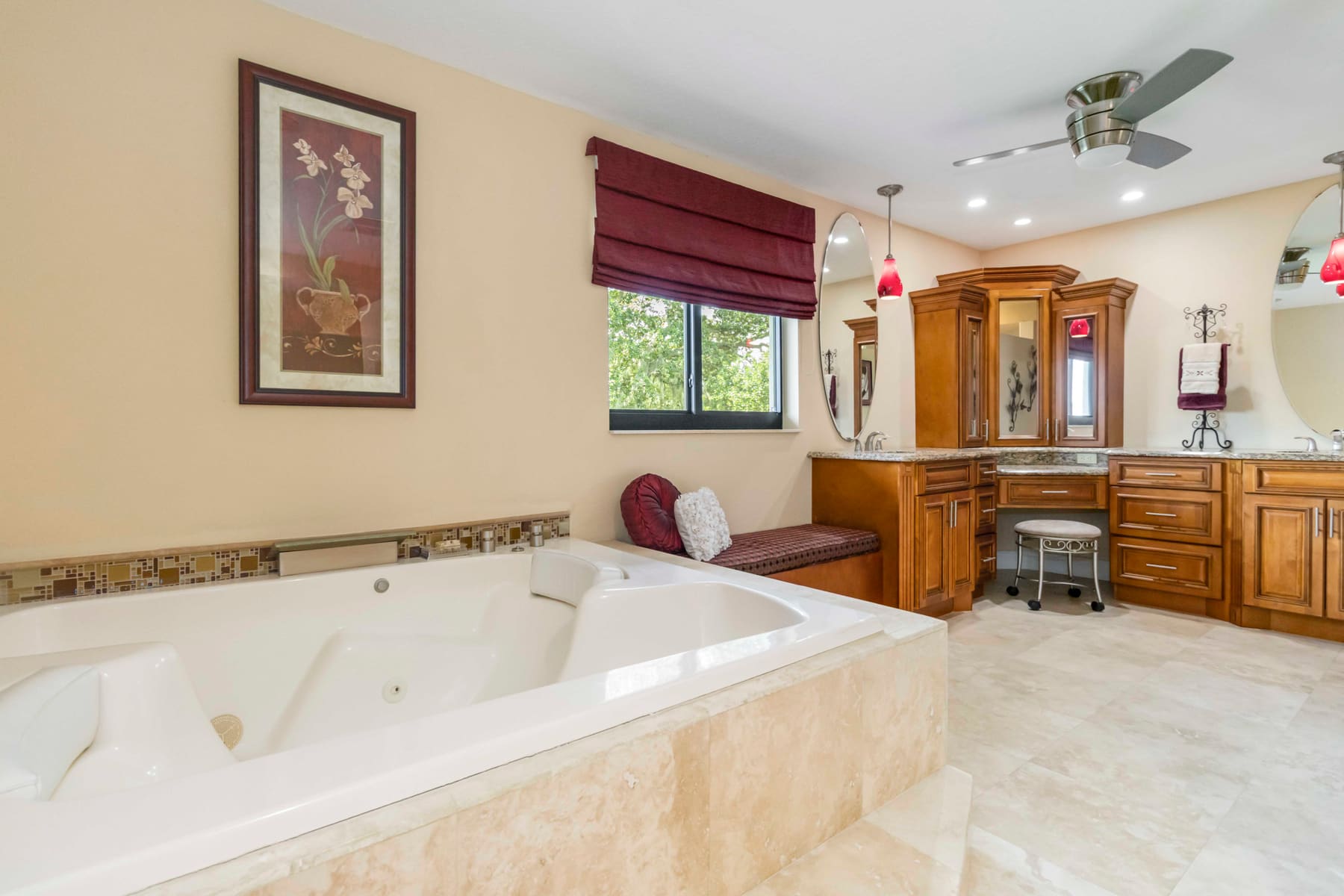 Second-floor primary bathroom with soaking tub
