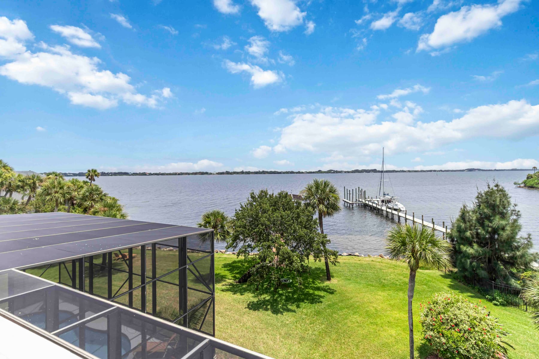 Wide view of the river from the third-floor deck