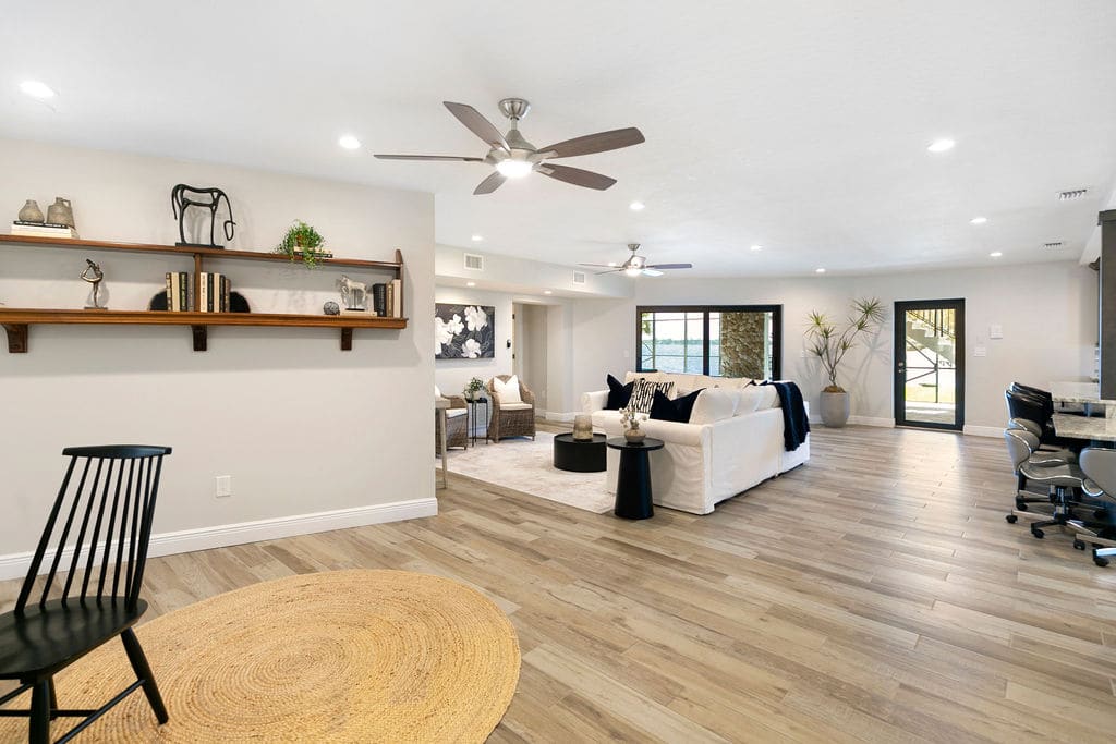 Staged first-floor living room