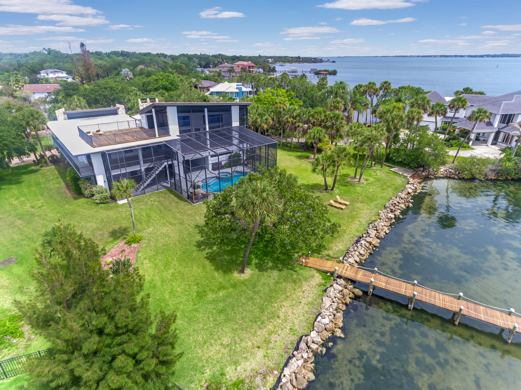 Aerial view of the property from over the river